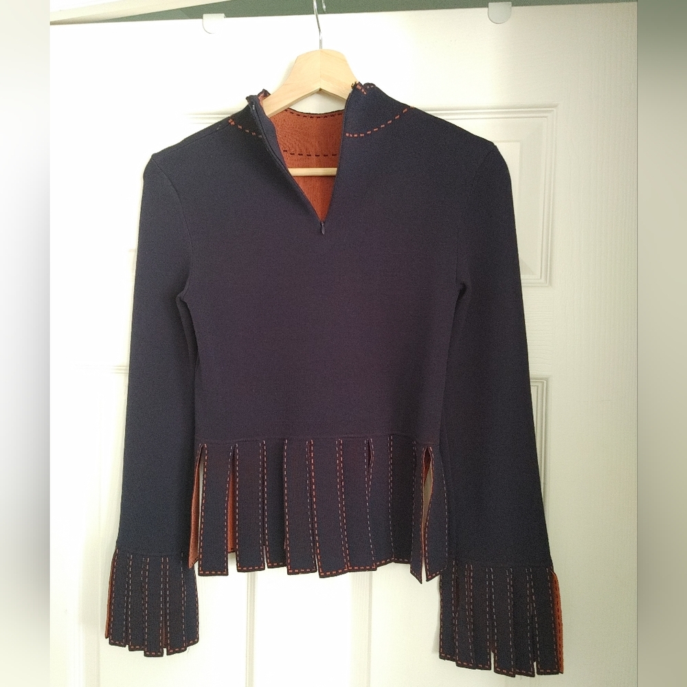 SOLD! STAUD Mika top / mock neck fringe of top - Picture 4 of 6